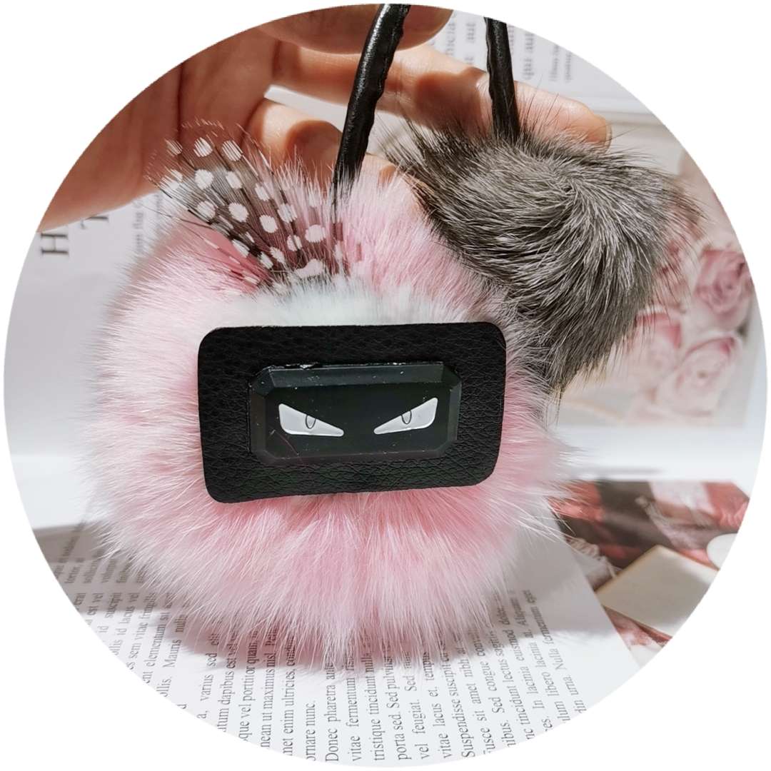 Little Monster bag pendant, real fox fur ball pendant, plush ball with accessories, car keychain pendant, cute girl undefined