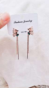 S925 Silver Needle a pair of earrings with pendants feminine long butterfly stud fairy earrings summer fresh everything