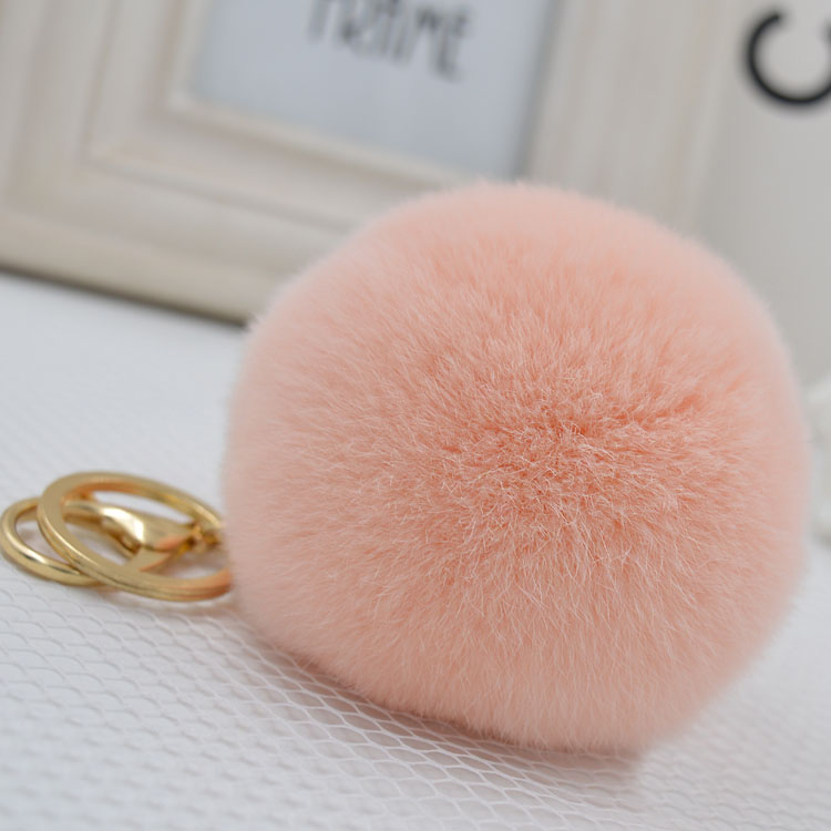 High-quality rex rabbit fur ball keychains, cute car keychains for ladies, bag pendants, fur ball pendants and gifts details Picture
