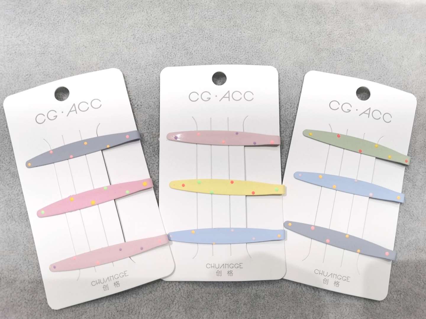 Korean style colorful polka dot side clips, one-piece clips, simple in style hair clips undefined