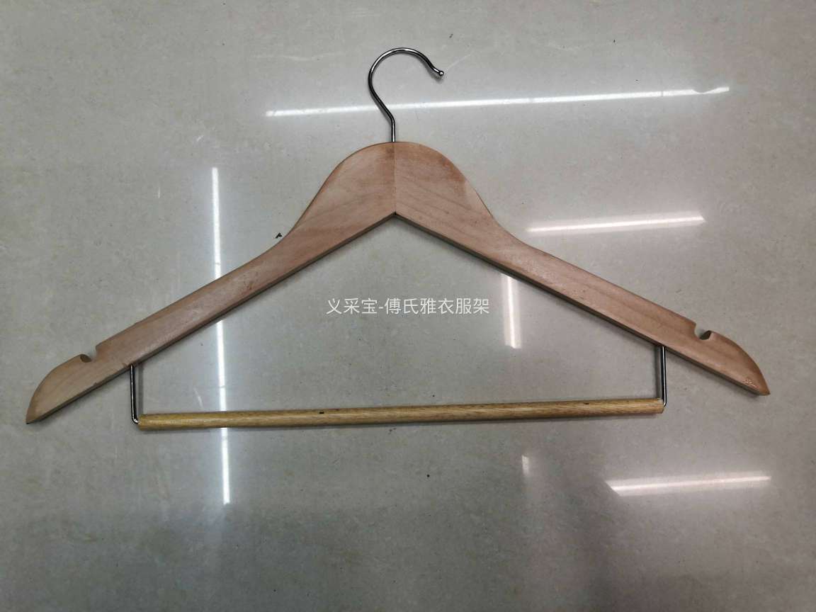 Manufacturers specializing in the production of household specific solid wood hanger daily department store selling wooden hanger wooden multifunctional wardrobe with a horizontal bar clothes hanger hotel clothing store household wholesale derrick hanger thumbnail