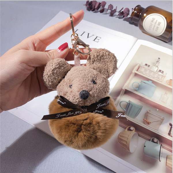 Soft and cute plush mouse keychain, creative pom-pom doll, hanging decoration, year-end party gift, women's bag decoration for the Year of the Rat Item Picture