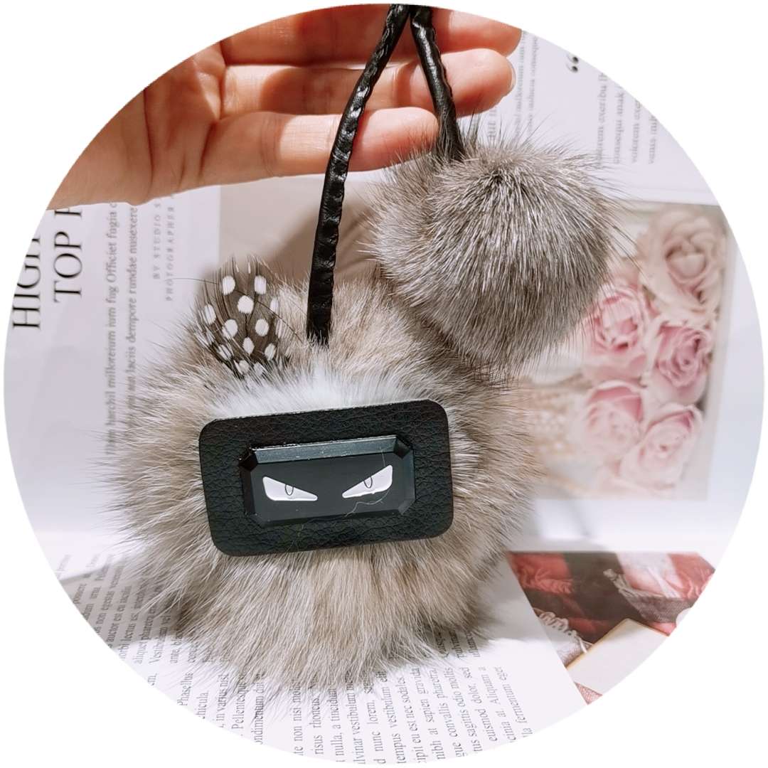 Little Monster bag pendant, real fox fur ball pendant, plush ball with accessories, car keychain pendant, cute girl undefined