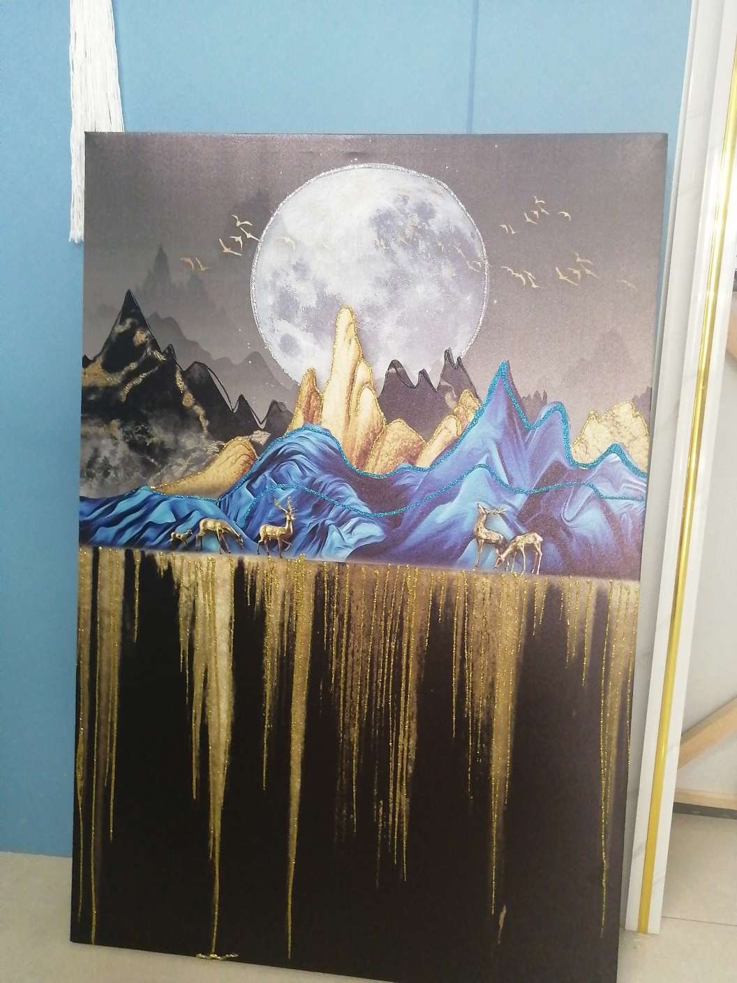 Factory Direct Oil Painting Gilt Frameless Oil Painting Sofa Background Wall Decorative Painting Frameless Hand-Painted Oil Painting undefined