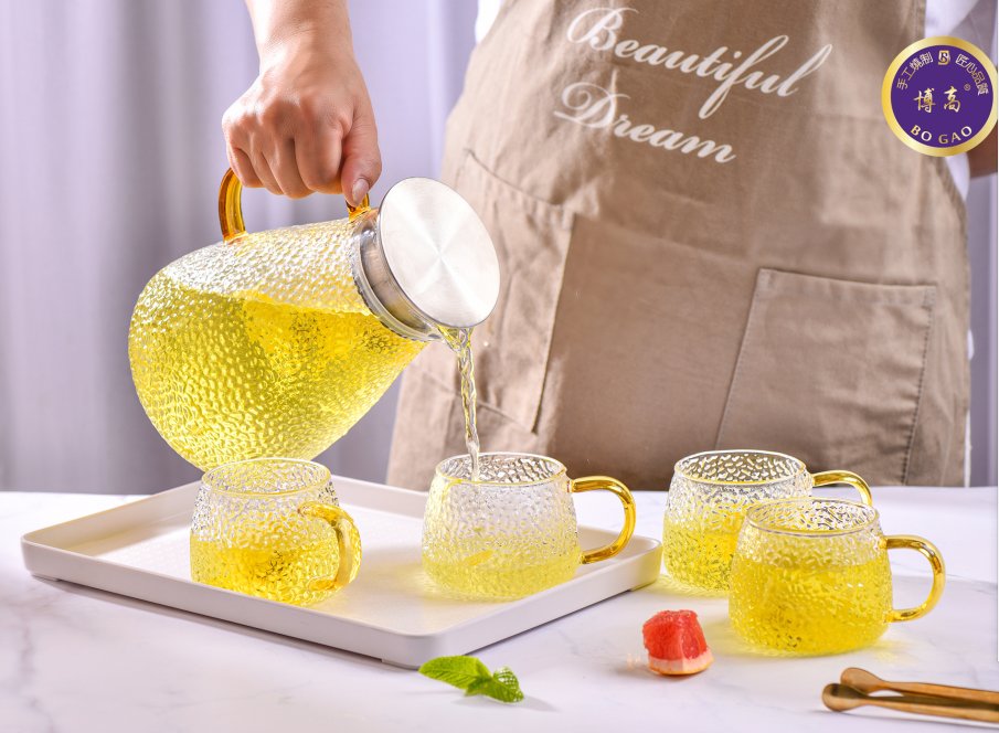 Exquisite hammer-patterned heat-resistant water ware set and flower tea water ware set