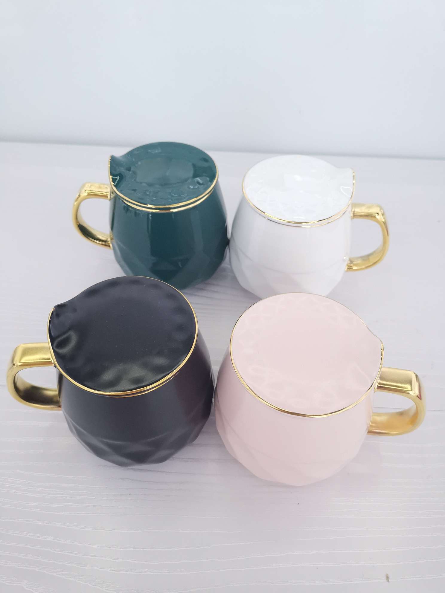 High-end ceramic cups with diamond and gold plating, coffee cups Item Picture