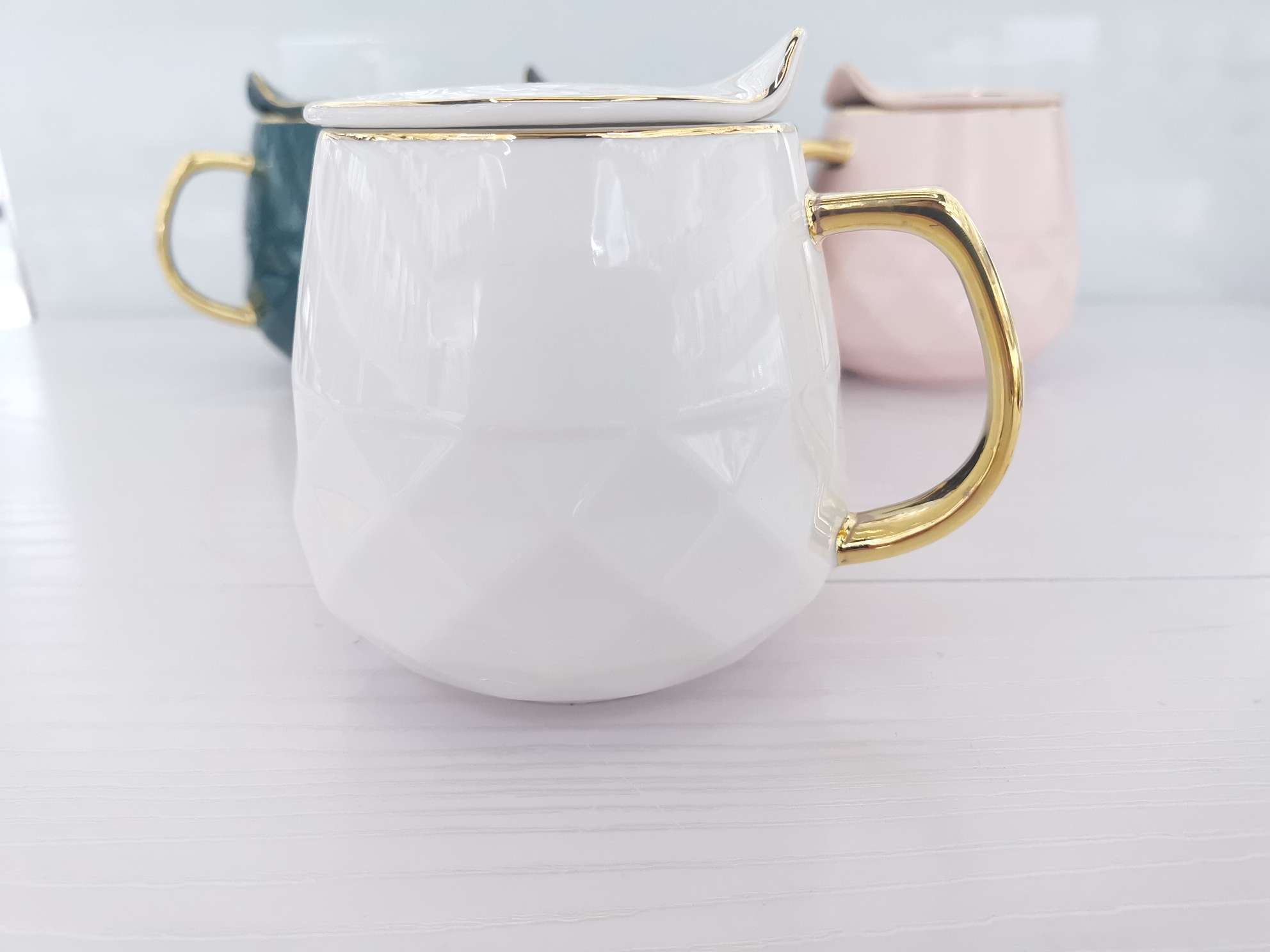 High-end ceramic cups with diamond and gold plating, coffee cups undefined