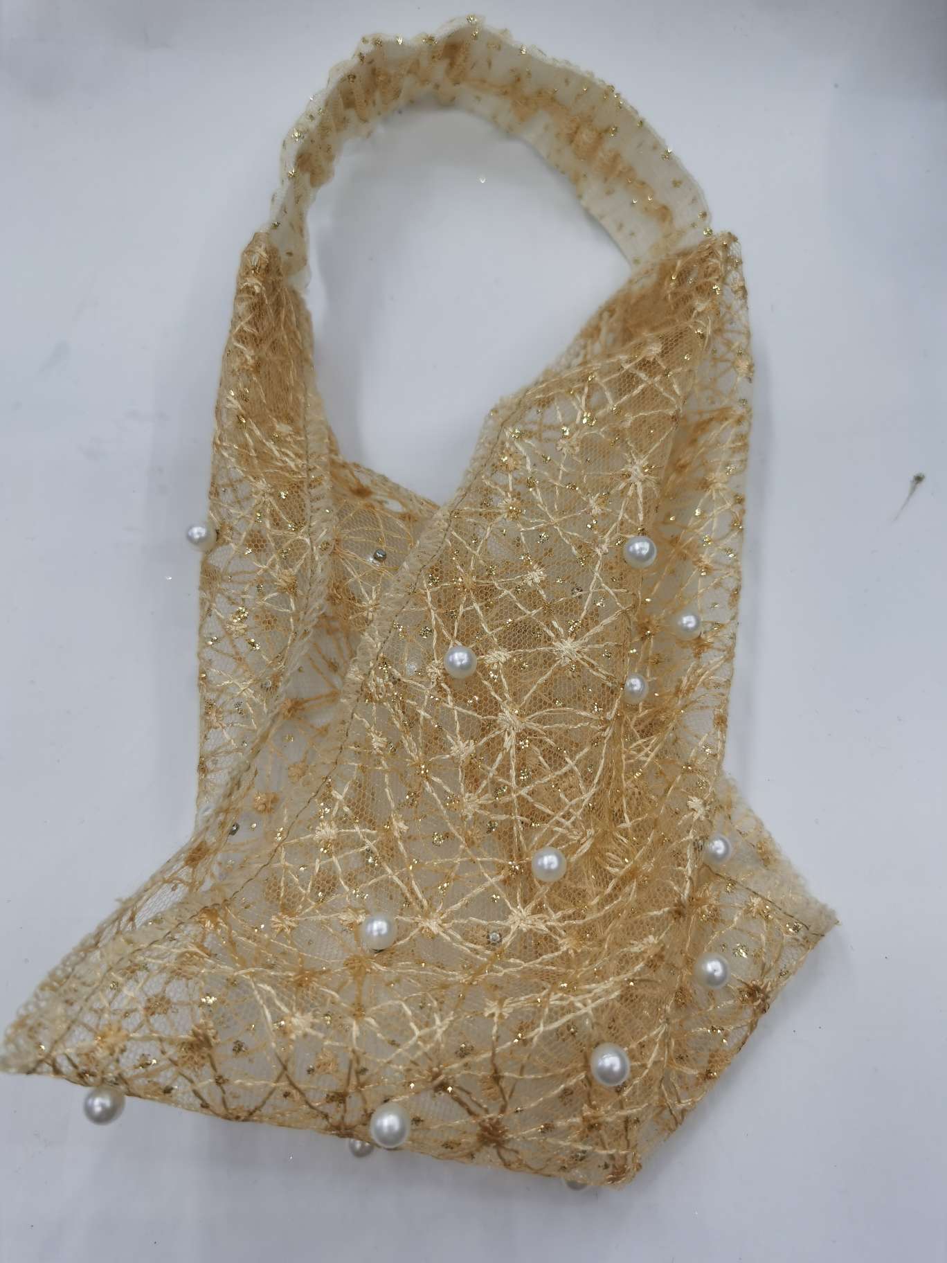 Pearl ribbon covering white hair artifact champagne color thumbnail