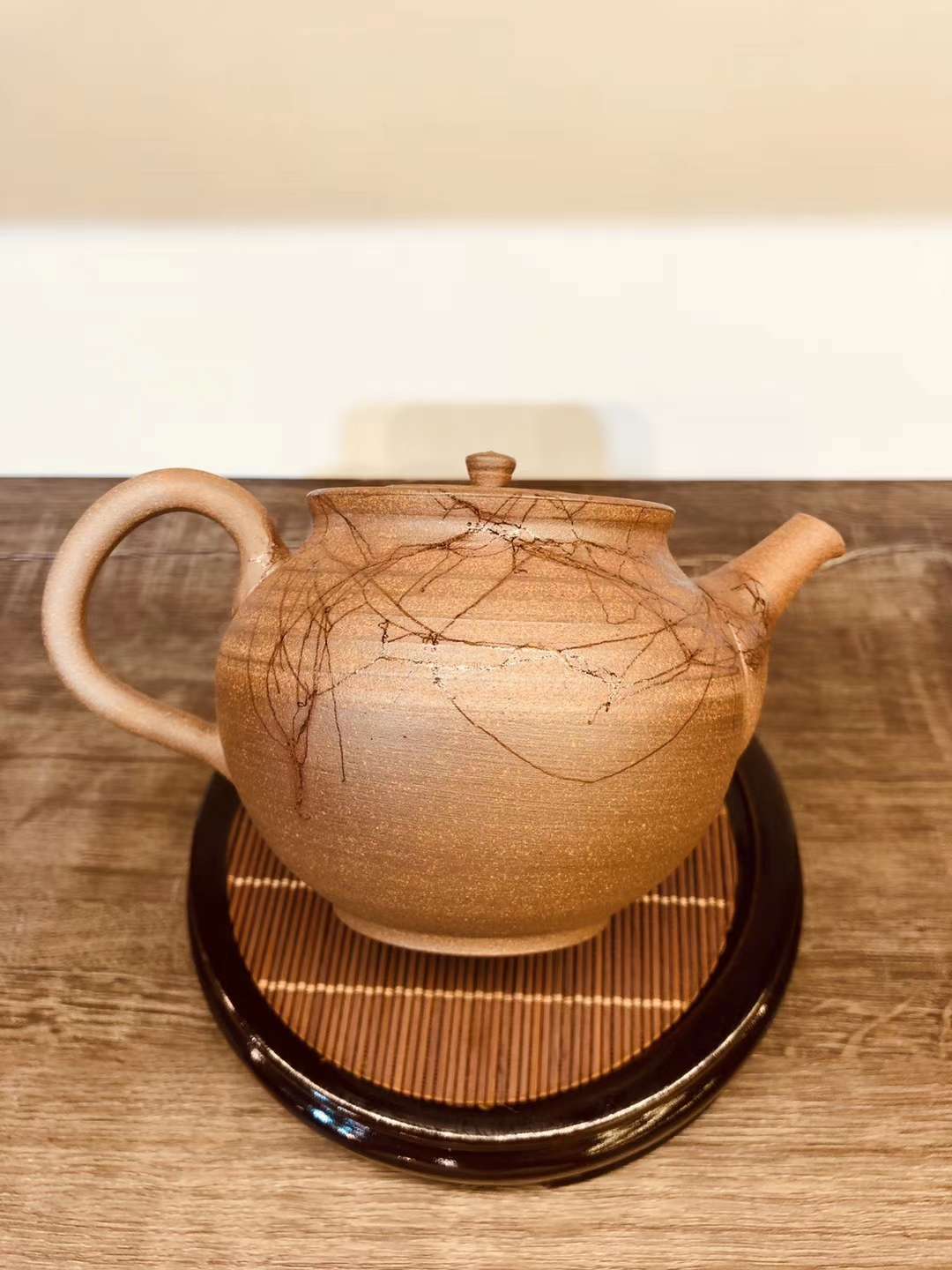 日本常滑烧急須壶(清水北条—源二) 后手藻掛纹急须