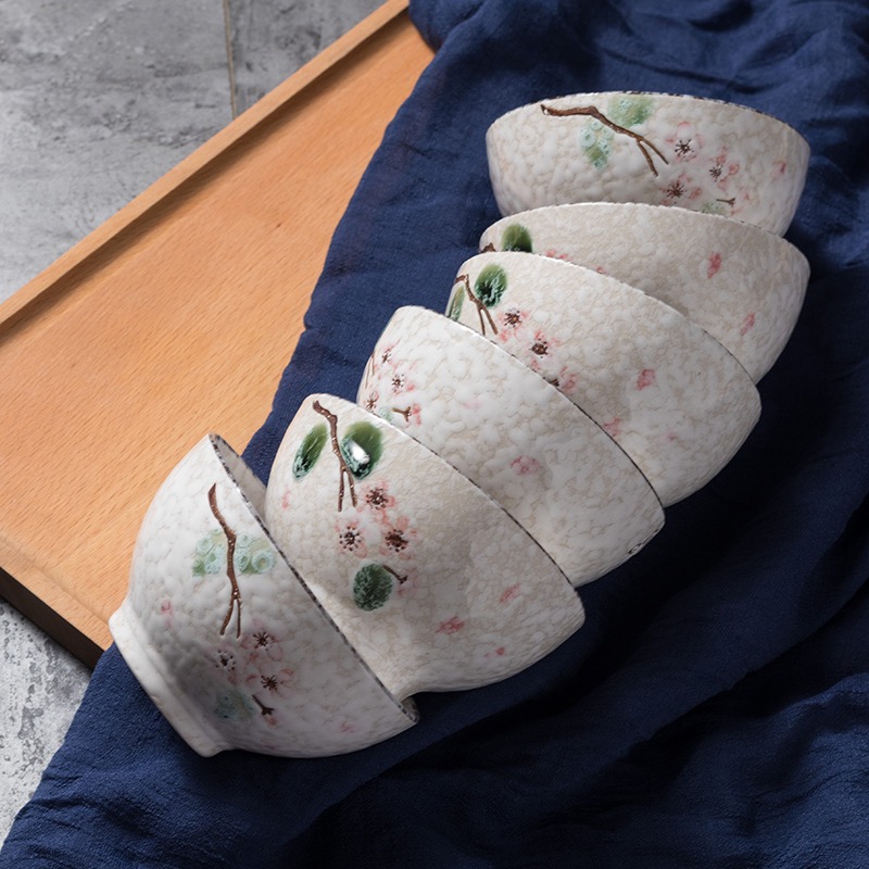 日式雪花釉樱雪系列家用4.5英寸米饭碗餐具套装陶瓷碗详情图4