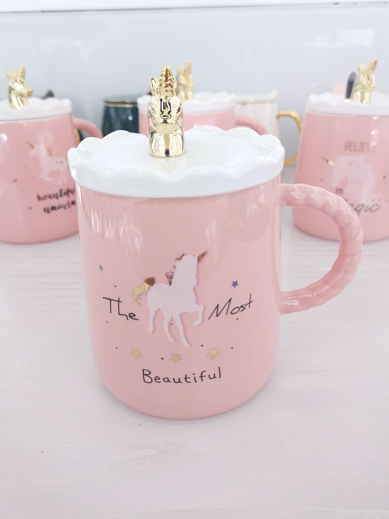 Creative Unicorn ceramic cup with lid spoon, coffee cup undefined