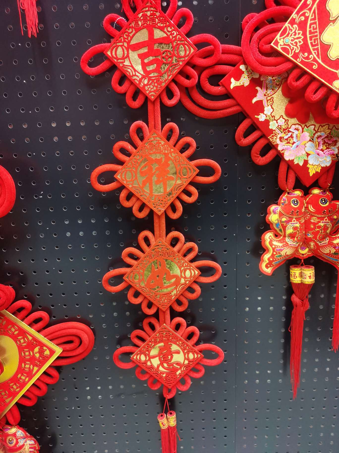 Doble cara auspicioso ruyi fu charterboard nó festivo y festivo suministros colgante