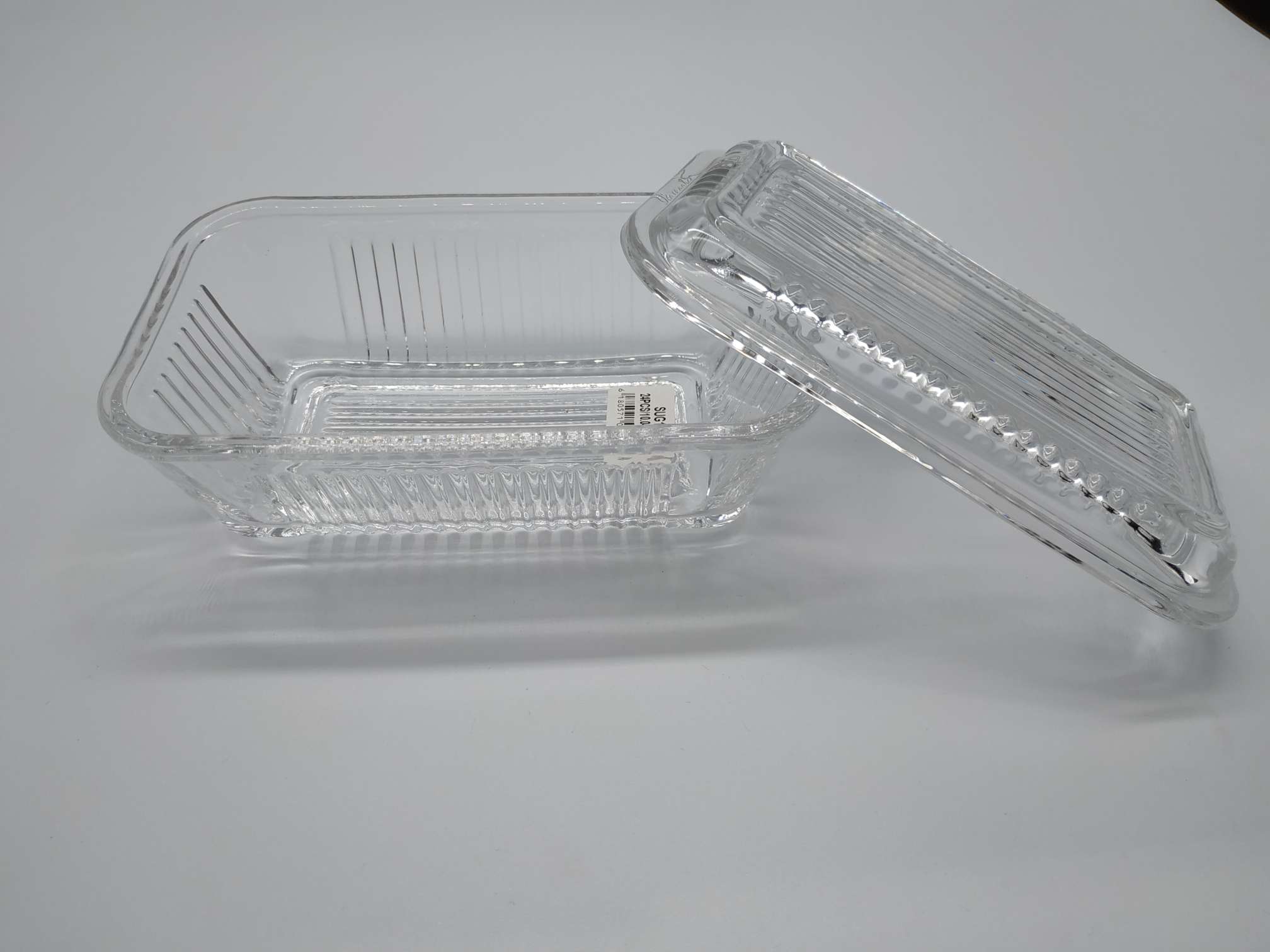 Yiwu Good Goods Huida Glass 17*6.5Cm Horizontal And Vertical Stripe Pattern Sugar Jar, Cheese Jar, Crafts, Gifts, Hotel Jewelry details Picture