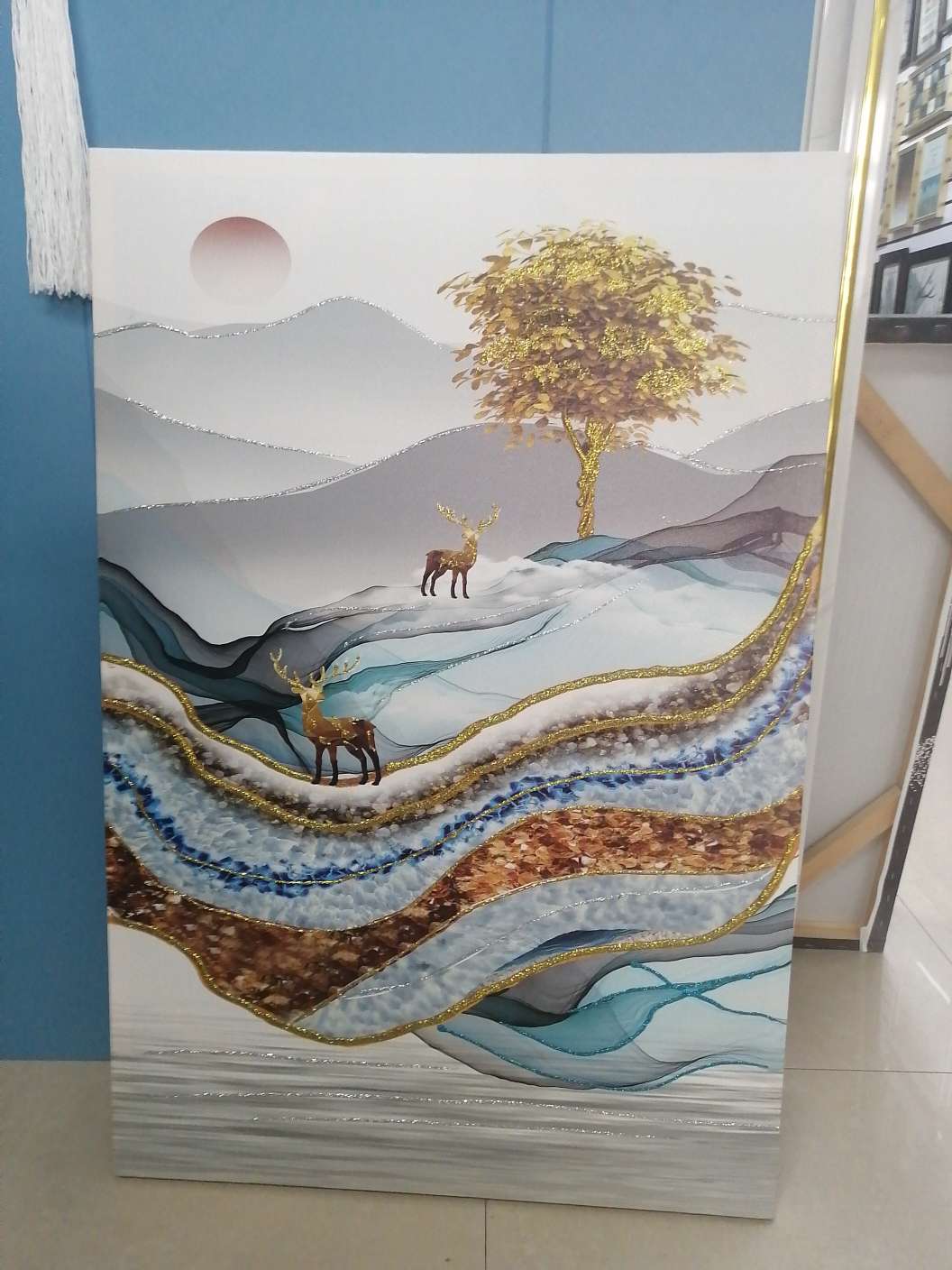 Factory Direct Oil Painting Gilt Frameless Oil Painting Sofa Background Wall Decorative Painting Frameless Hand-Painted Oil Painting Application Scenario