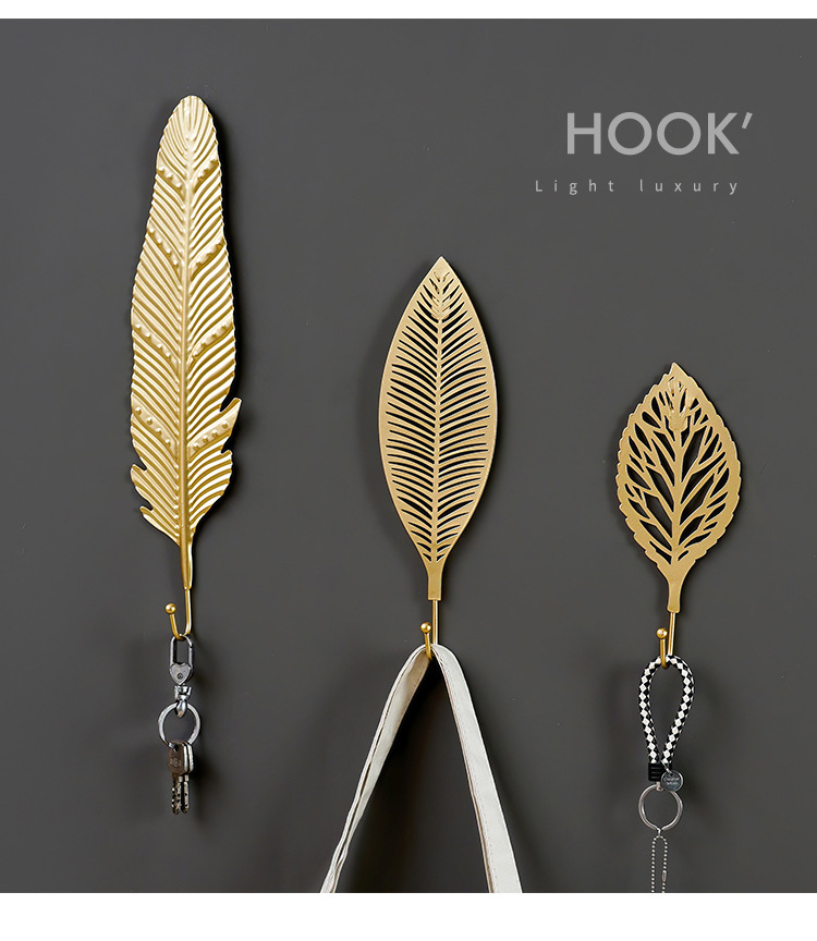 Nordic Style Free Punch Decorative Coat And Hat Hook Iron Art Light Luxury Clothing Shop Fitting Room Homestay Hotel Entrance Single Hook