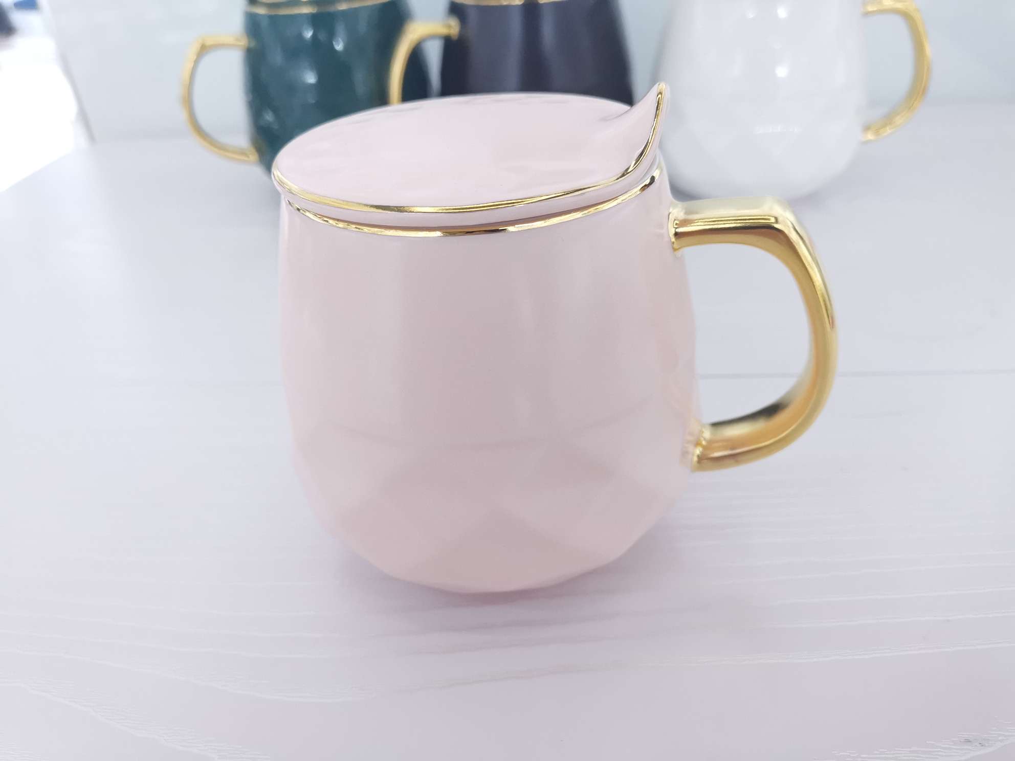 High-end ceramic cups with diamond and gold plating, coffee cups undefined