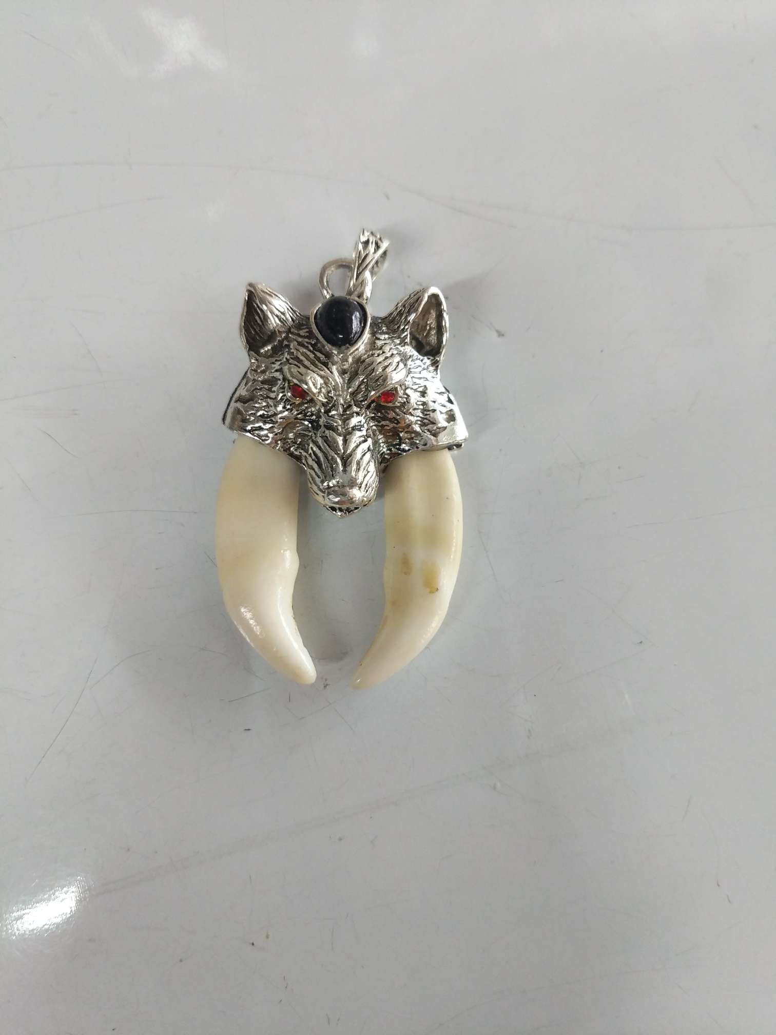 双虎尖牙吊坠包黑狗牙项链真品藏獒牙齿男士真牙护身。