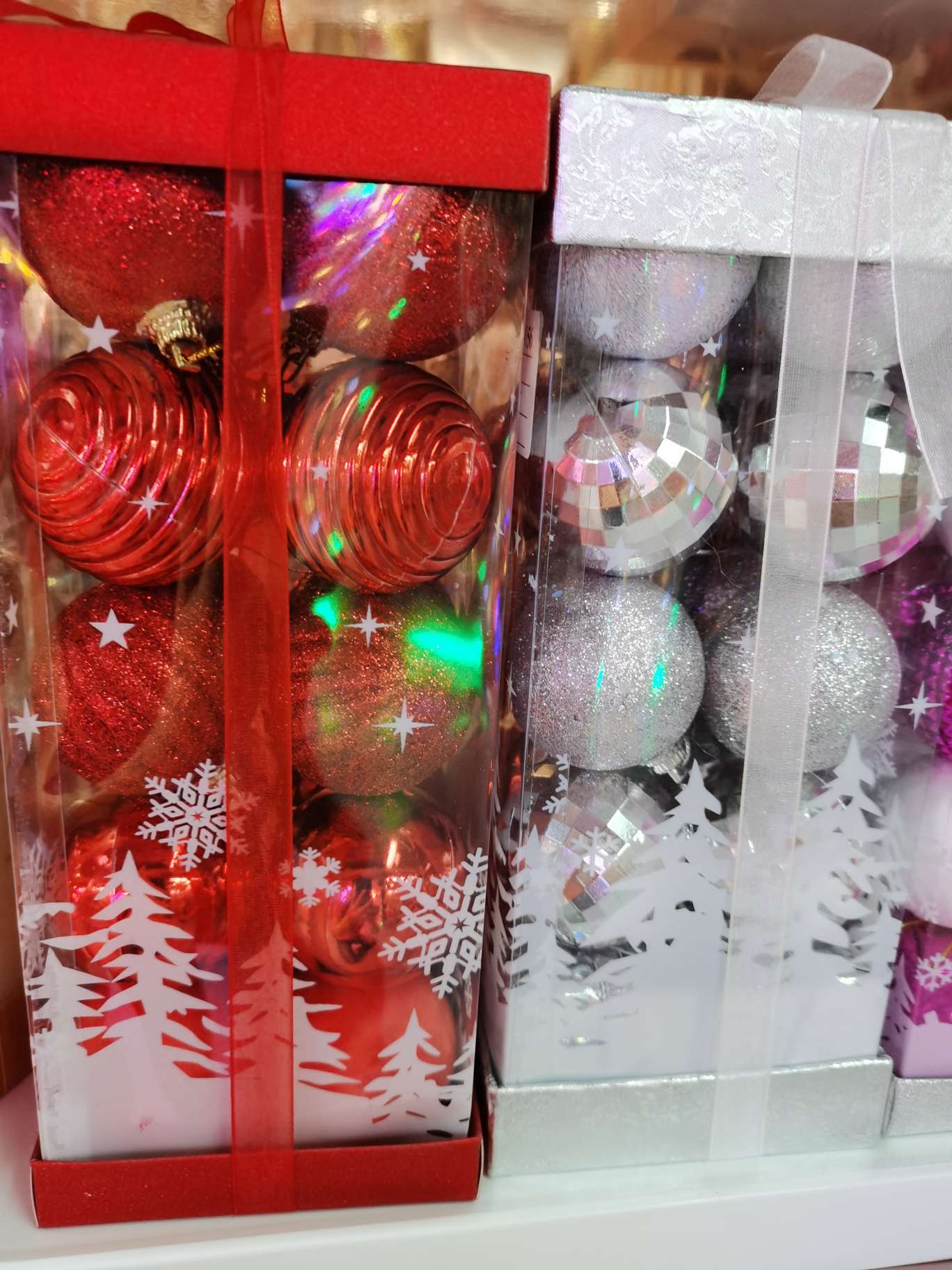 Christmas gift box decorated with balls