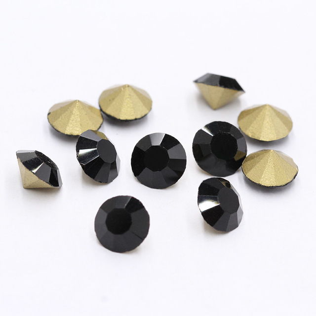 Black pointed-bottom rhinestone nail drill
