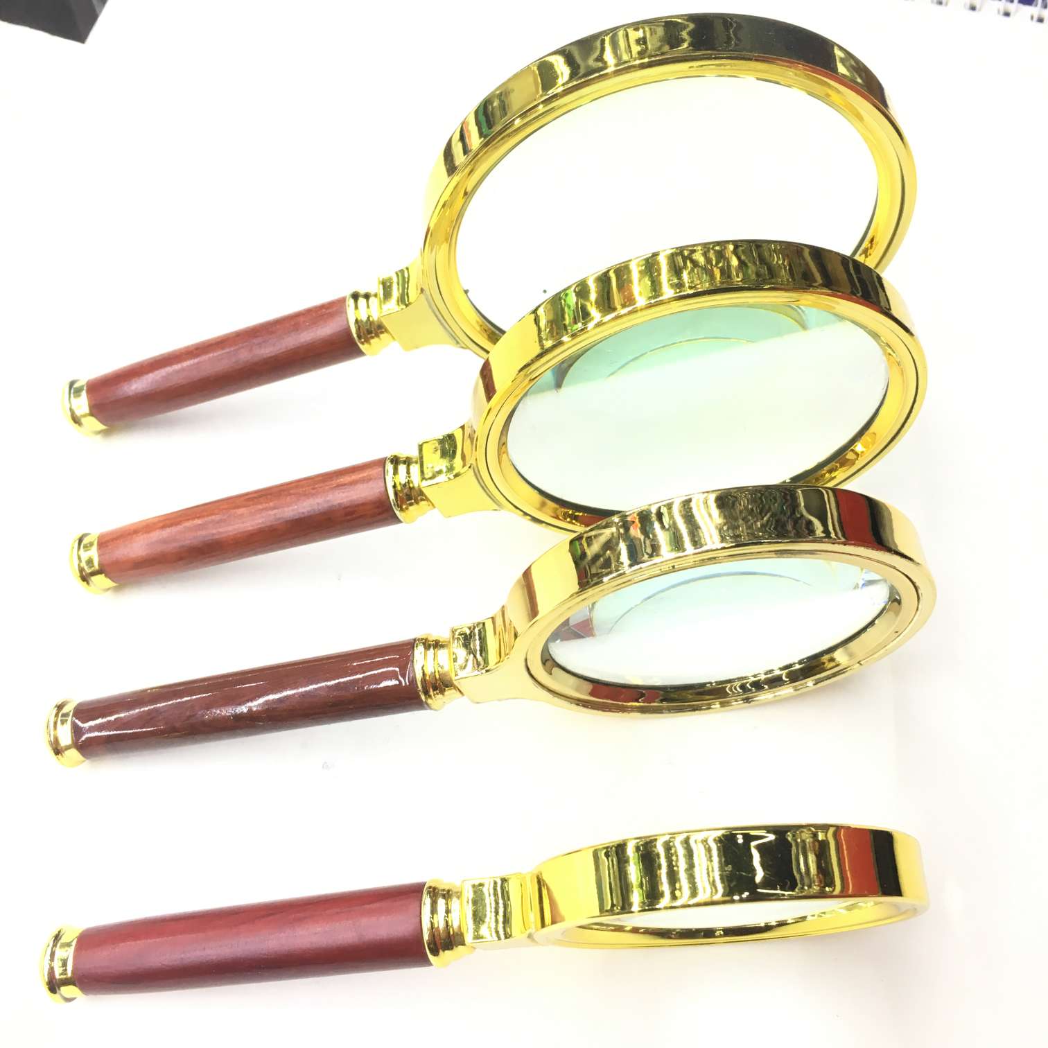 5--8CM直径 高档精美红木手柄材质手柄 镀金色礼品放大镜