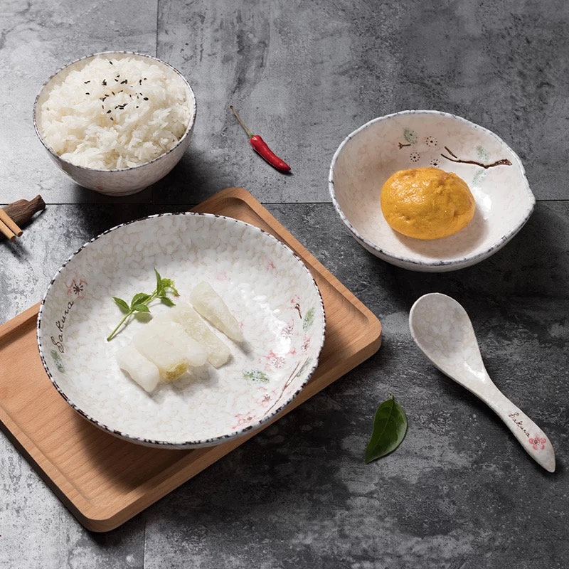 日式雪花釉樱雪系列家用4.5英寸米饭碗餐具套装陶瓷碗详情图7