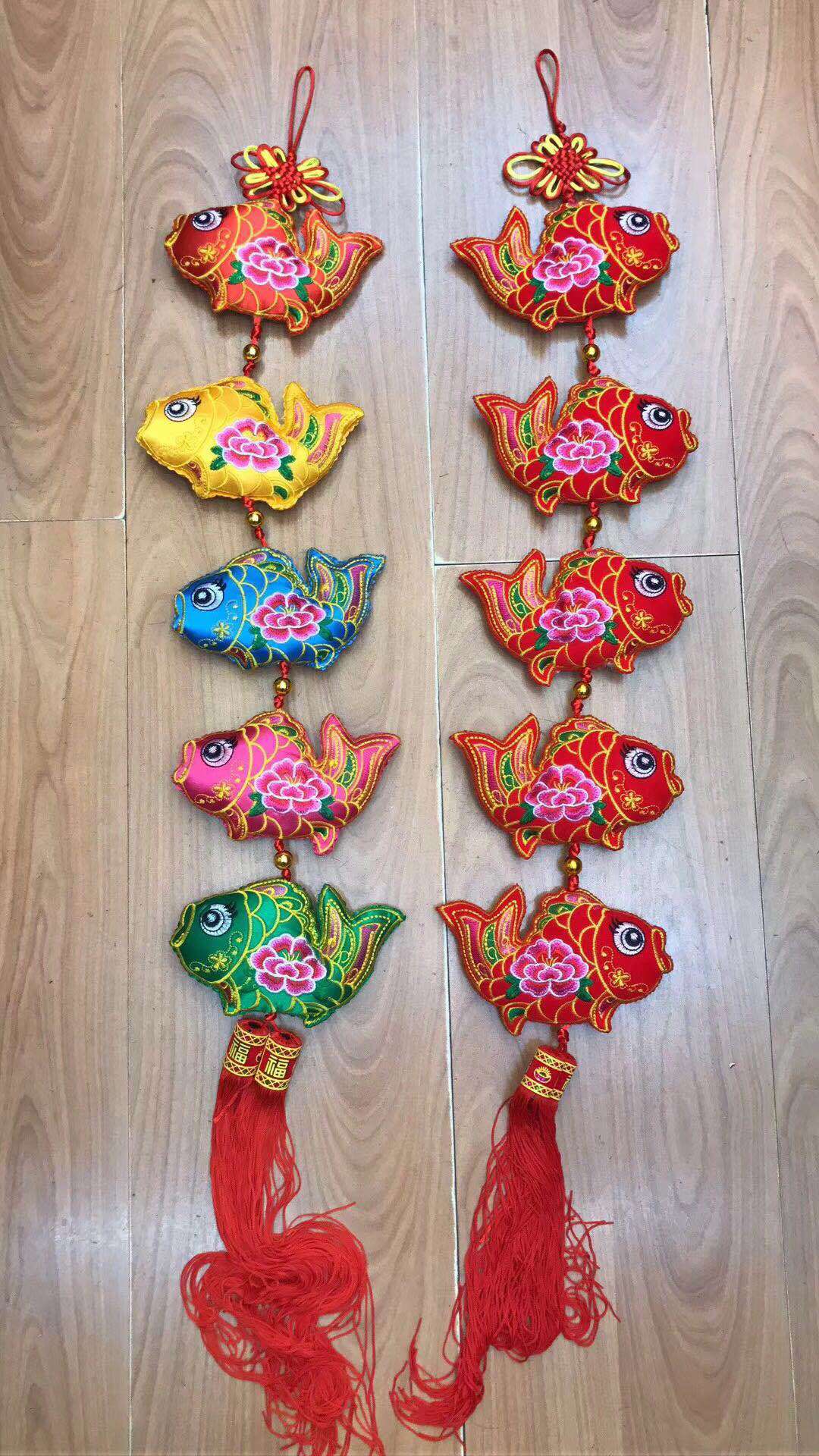 五连串牡丹花魚挂件厂家直销国潮