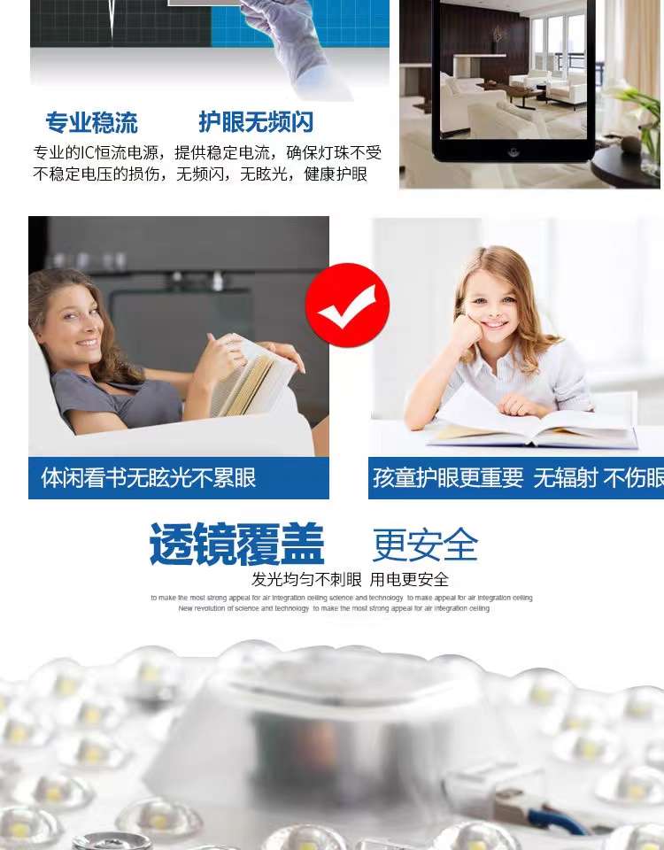 36W LED jellyfish lamp romantic ceiling renovation light board replacement alternative light source module with lens suitable for circular and square home lighting decoration LED lens Specification image
