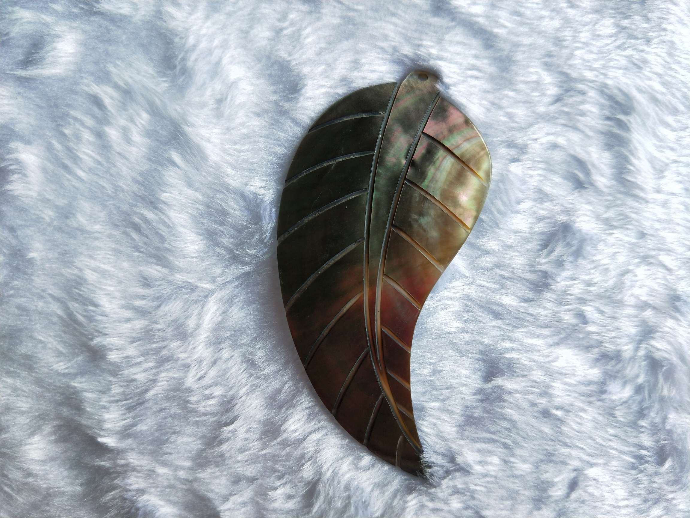 Natural Shell Black Butterfly Shell Leaf Carving Diy Accessory Piece