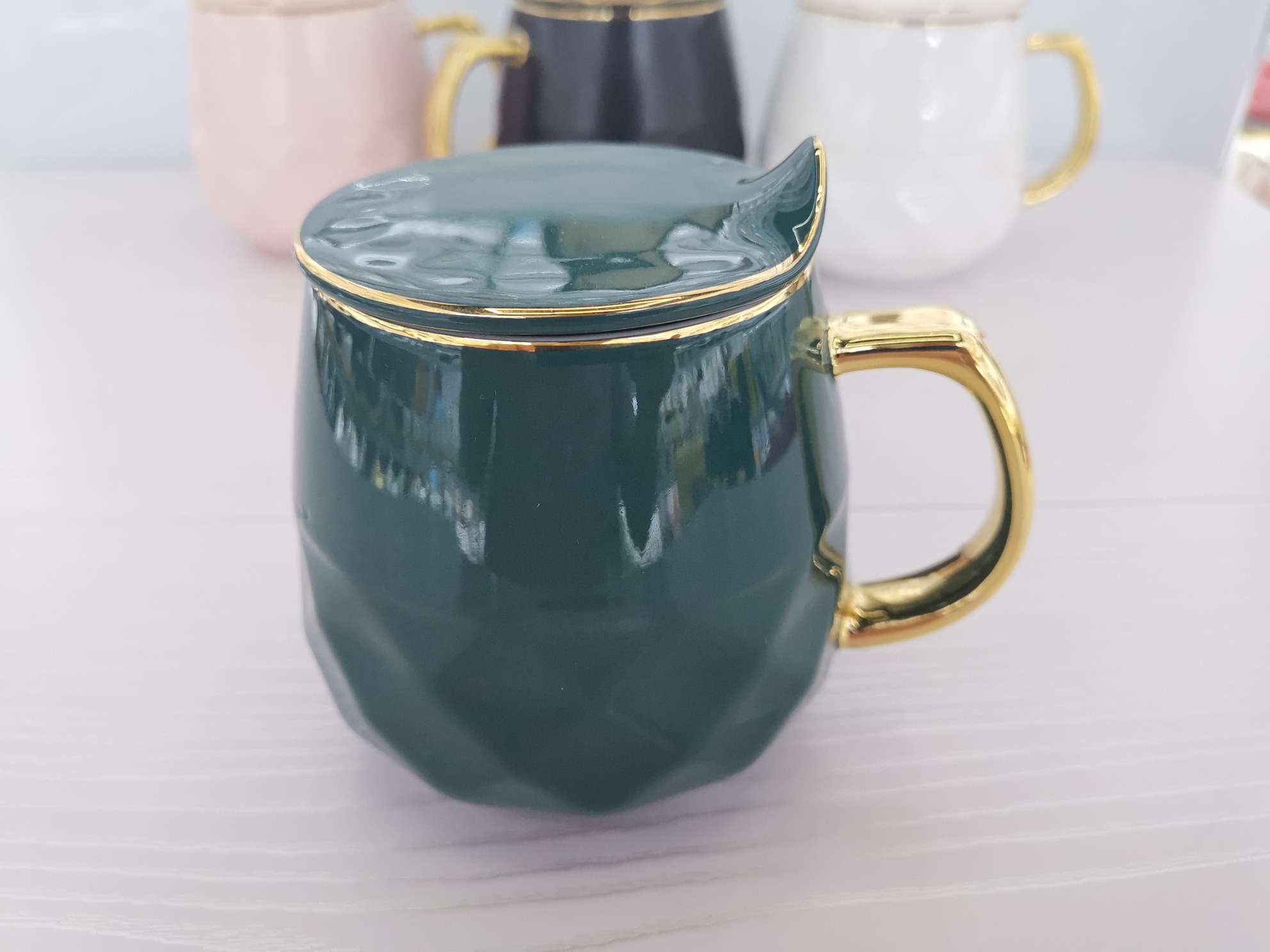 High-end ceramic cups with diamond and gold plating, coffee cups undefined