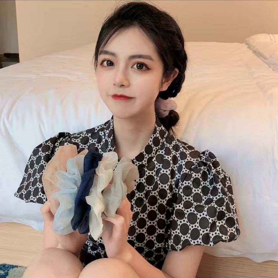 ins风超仙款简约成人雪纺纱大肠圈网红马尾Jk发绳女日韩丸子头产品图