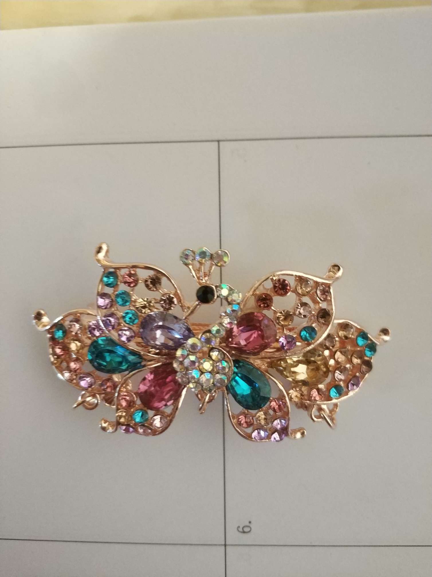 Korean classic glass full color lady hairpin peacock colorful thumbnail