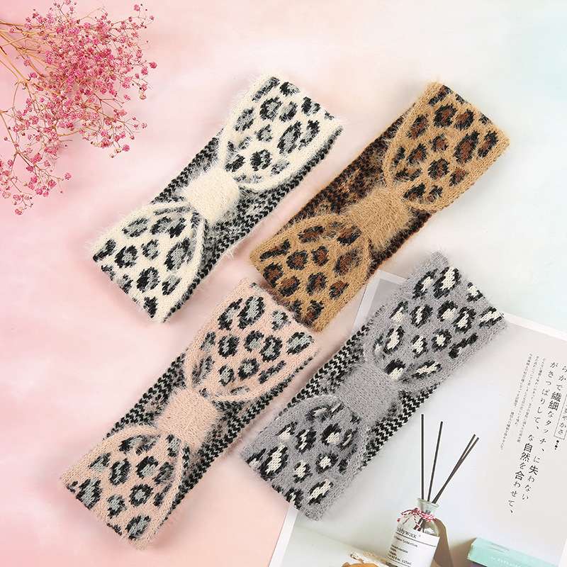 Leopard knit headband-Warm and elegant