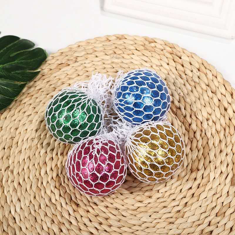 发泄挤压金粉泡大珠球白底实物图