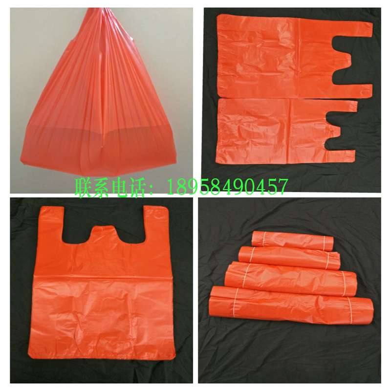 产家现货直销不同大小规格红色塑料背心袋垃圾袋 购物袋详情图3