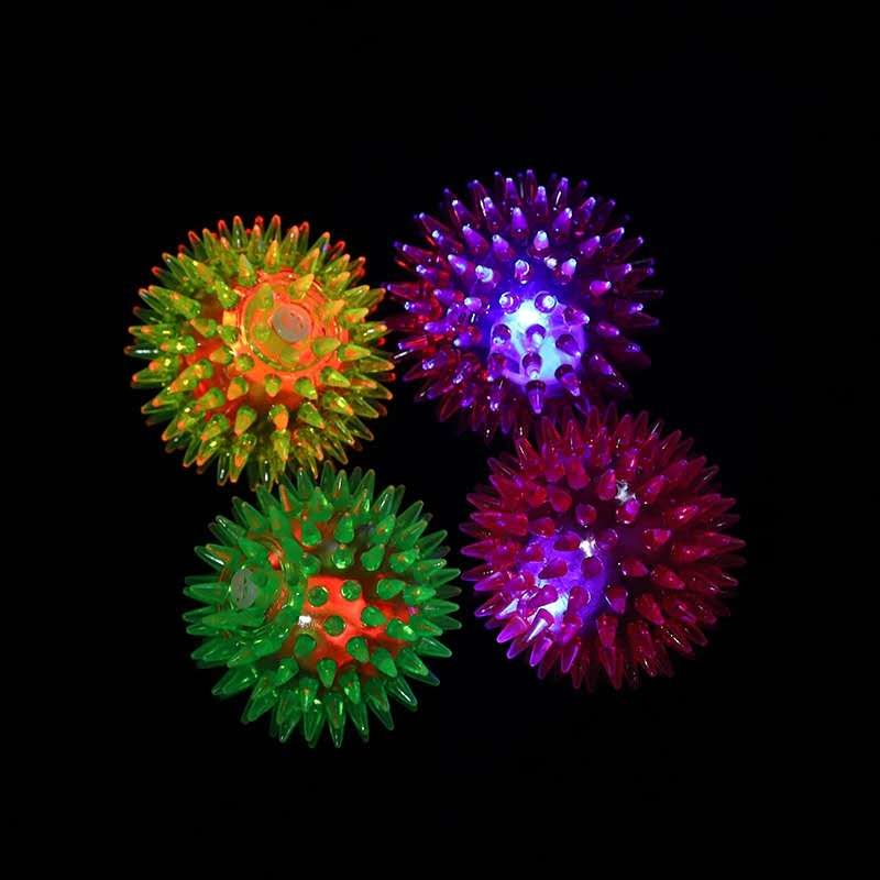 趣味软绳电子闪光带灯透明双色刺球按摩球批发产品图