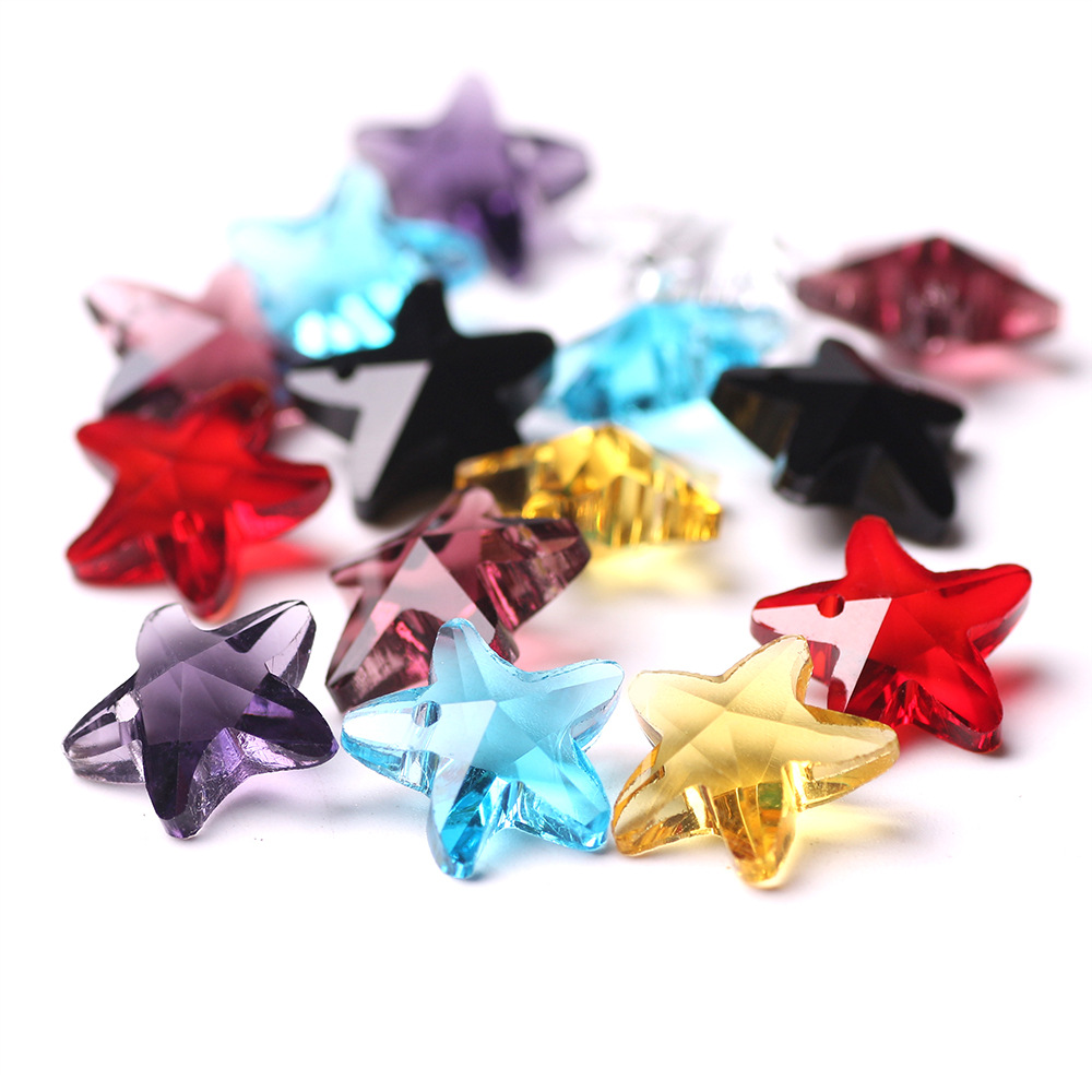 Wholesale crystal pendants, high-quality crystal glass bracelets, necklaces, small pendants, 12MM starfish in stock, 288 pieces per pack