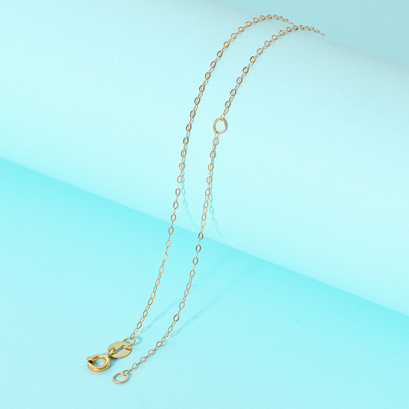 18K real gold necklace Au750 colorful gold versatile collarbone chain neck chain flash O cross chain manufacturer wholesale details Picture