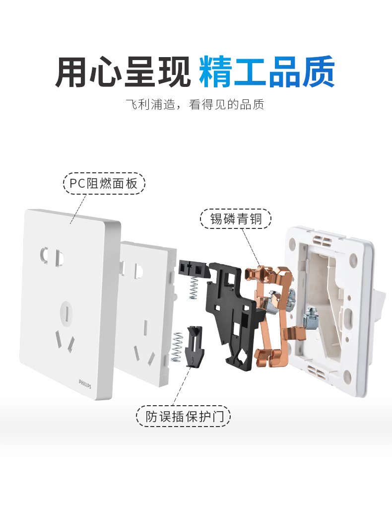 Philips Pin Hui switch two and three-pole socket dark grey Application Scenario