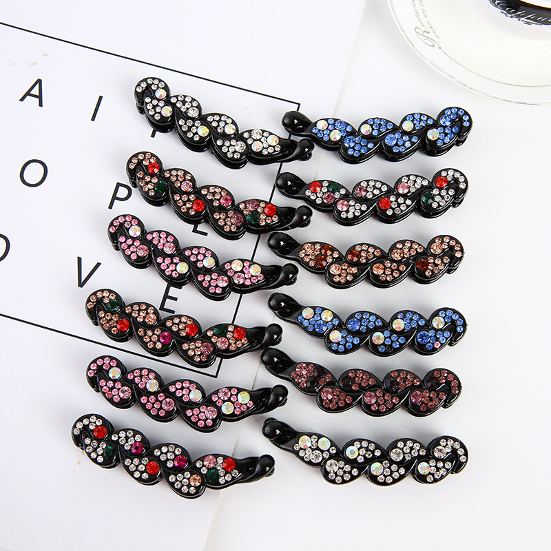 Korean version water Diamond 8 cm Banana clip with a bit of diamond twist clip, Aiyali 1
