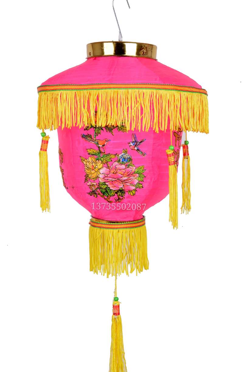 Silk fabric Mid-Autumn Festival court lanterns with flower and bird patterns, Chang 'e filming props, colorful decorations, festival waterproof details Picture
