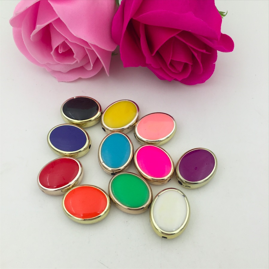 Wholesale of CCB handcrafted double-sided oil-dripping oval loose bead diy jewelry materials for bracelets and necklaces in Europe and America Item Picture