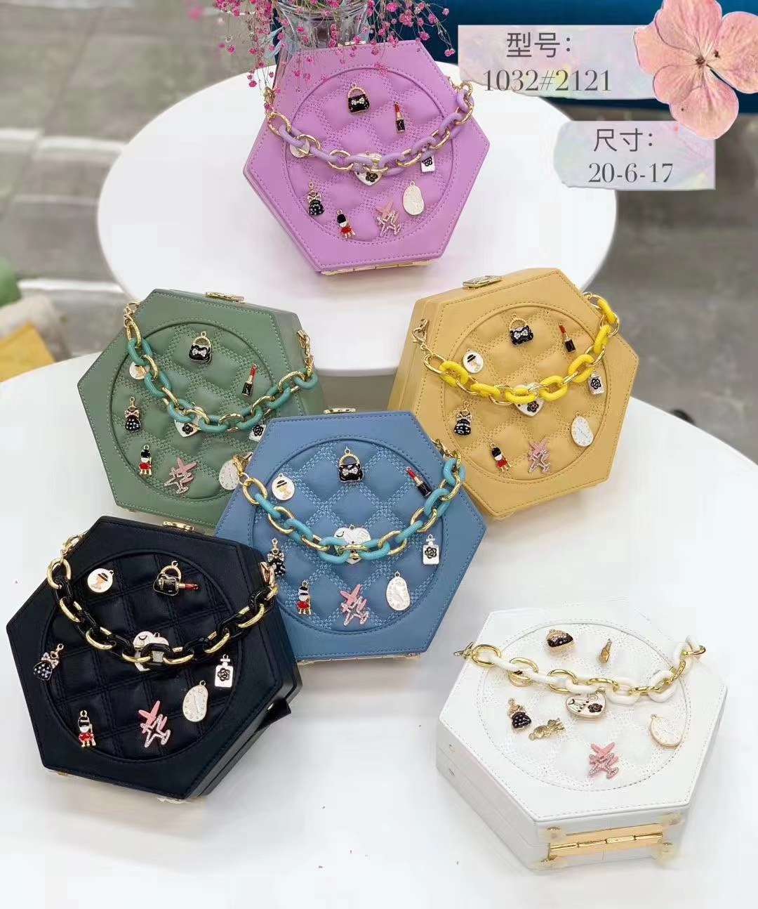 Fashion simple wide shoulder strap lock contrast color bag small one-shoulder small square bag cross-body bag women 2020 new style thumbnail