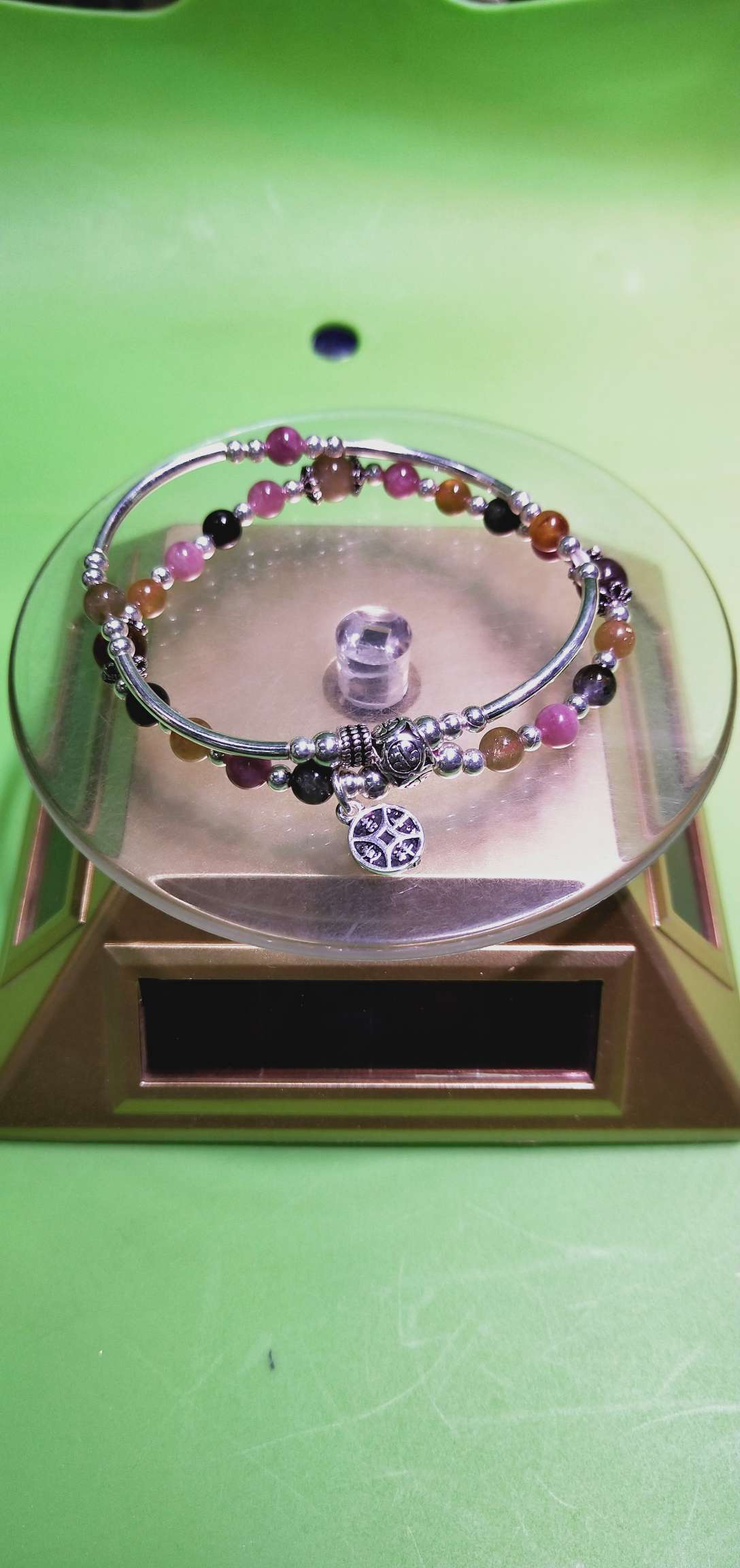 Tourmaline with pure silver bracelet