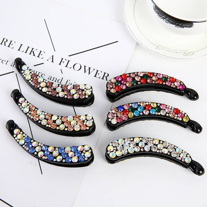 Korean medium 9cm banana clip vertical clip Color dot drill twist clip Aiyali 1