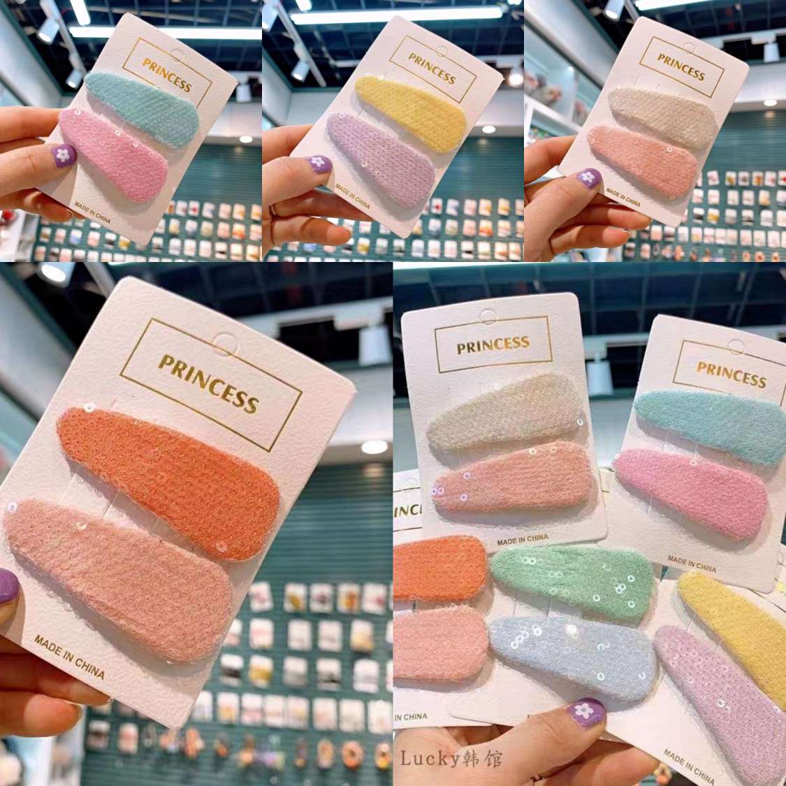 bb夹儿童发饰韩国新款亮片儿童发夹韩版女孩可爱彩虹bb夹彩色女童糖果色边夹 h