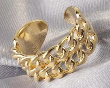 Smooth chain shape copper plated gold ring