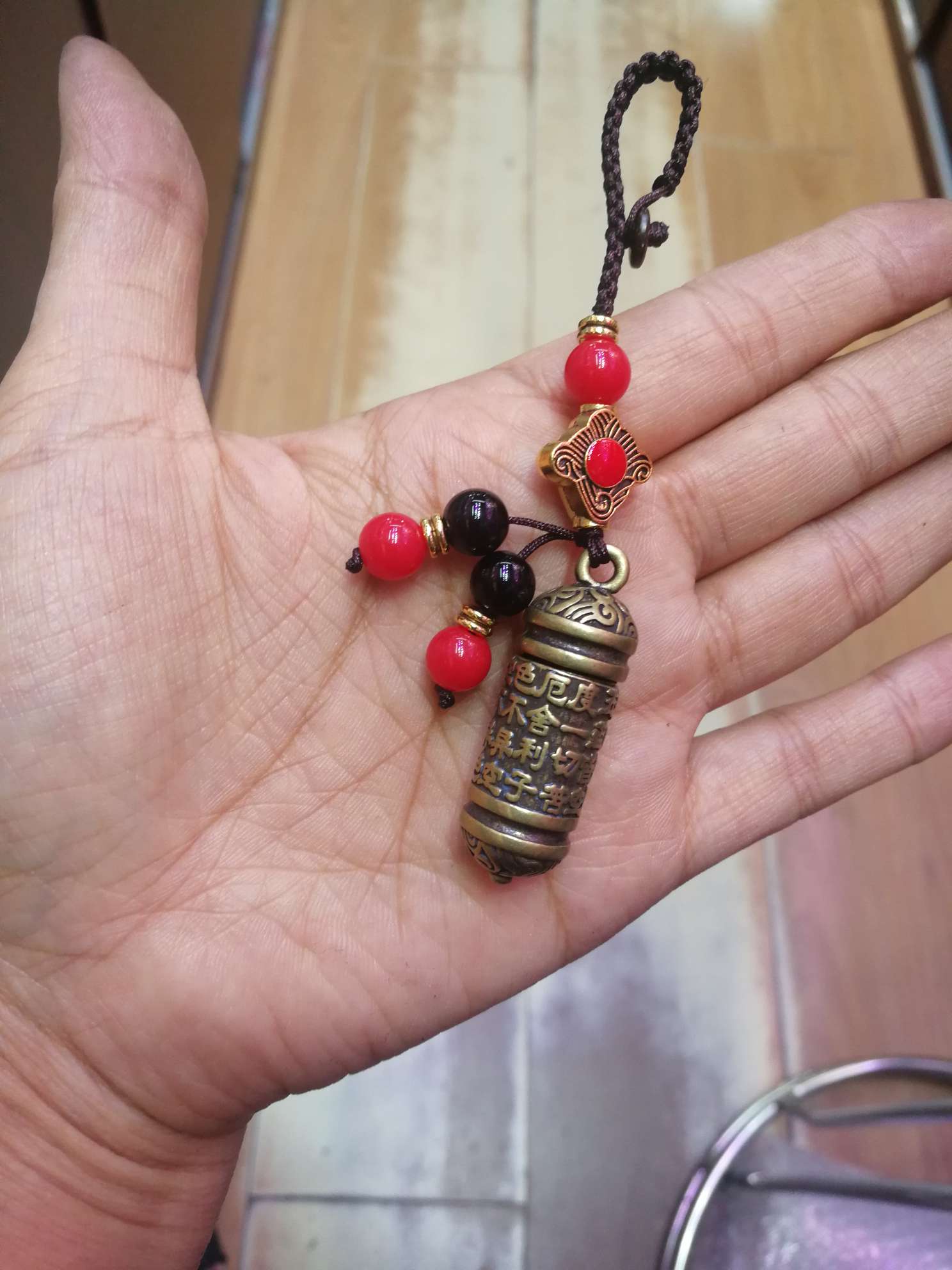 Pure copper aged six-character mantra lotus pendant, Heart Sutra pendant keychain pendant 123456789 details Picture