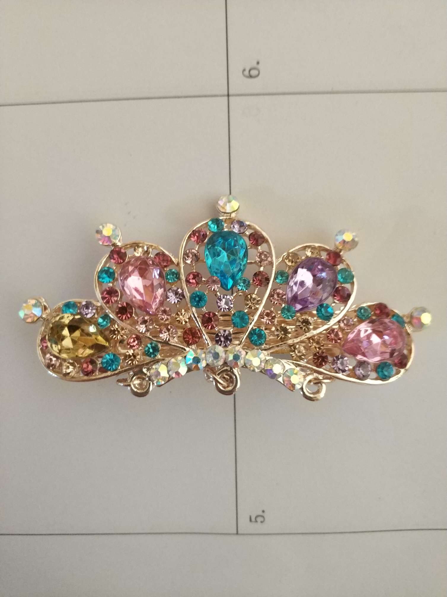 韩版经典玻璃全彩淑女发夹开屏七彩12个每包