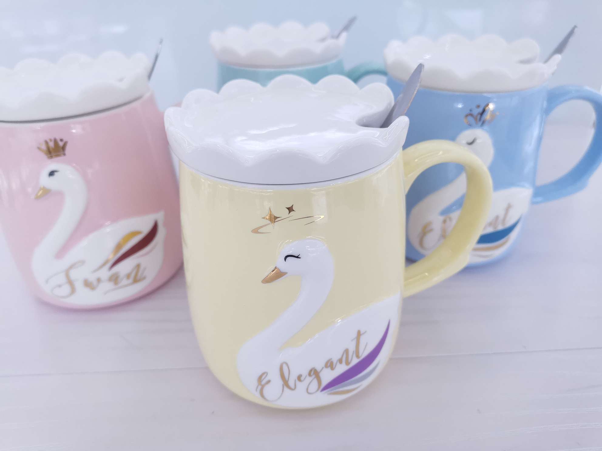 Creative three-dimensional relief swan ceramic cups, mugs, water cups undefined