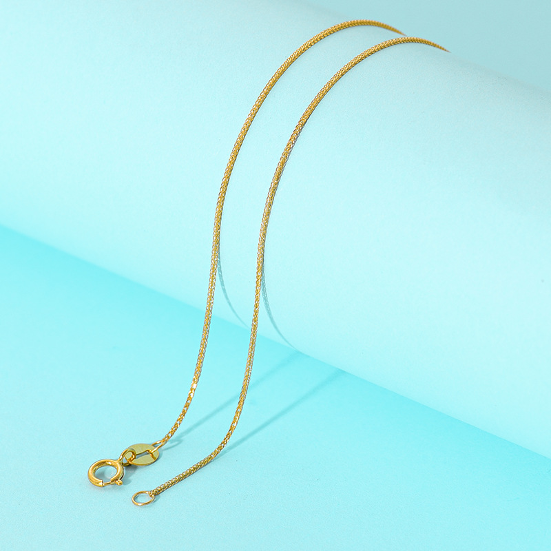 18K real gold necklace Au750 colorful gold versatile collarbone chain neck chain flash O cross chain lip chain manufacturer wholesale details Picture
